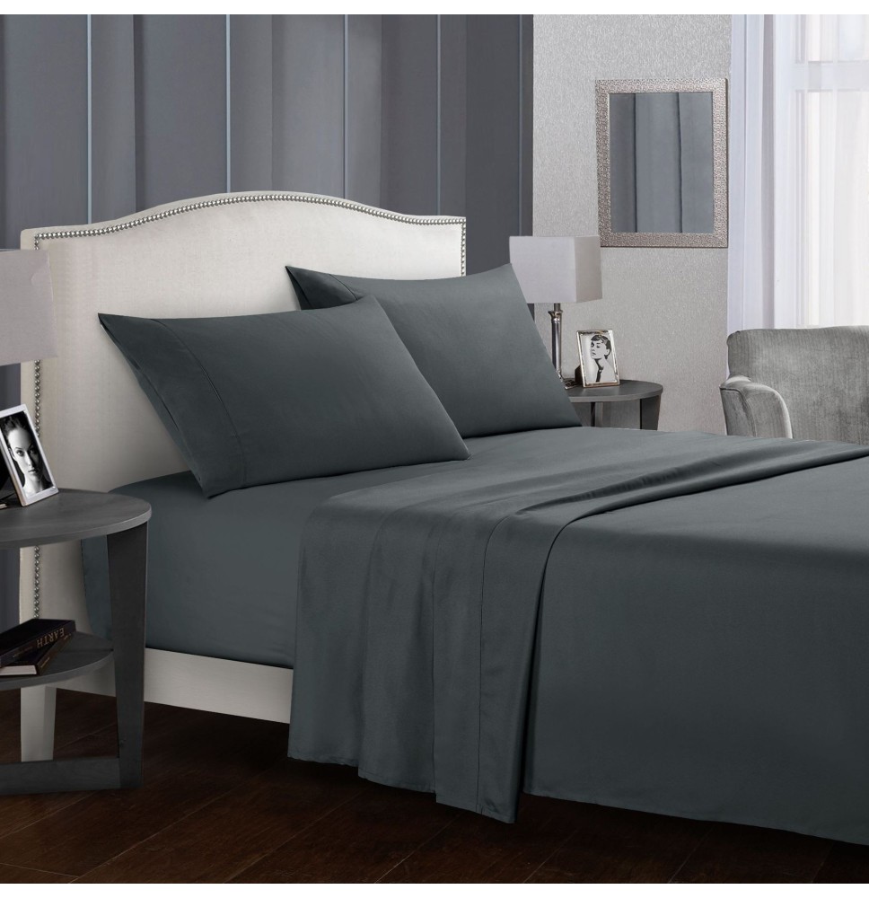 Hot Simple Style Solid Color Hotel Bed Sheet Quilt Cover Pillowcase Comfortable Home Bedding Set