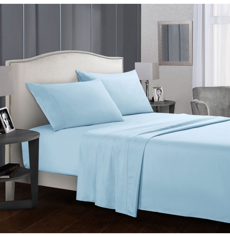 Hot Simple Style Solid Color Hotel Bed Sheet Quilt Cover Pillowcase Comfortable Home Bedding Set