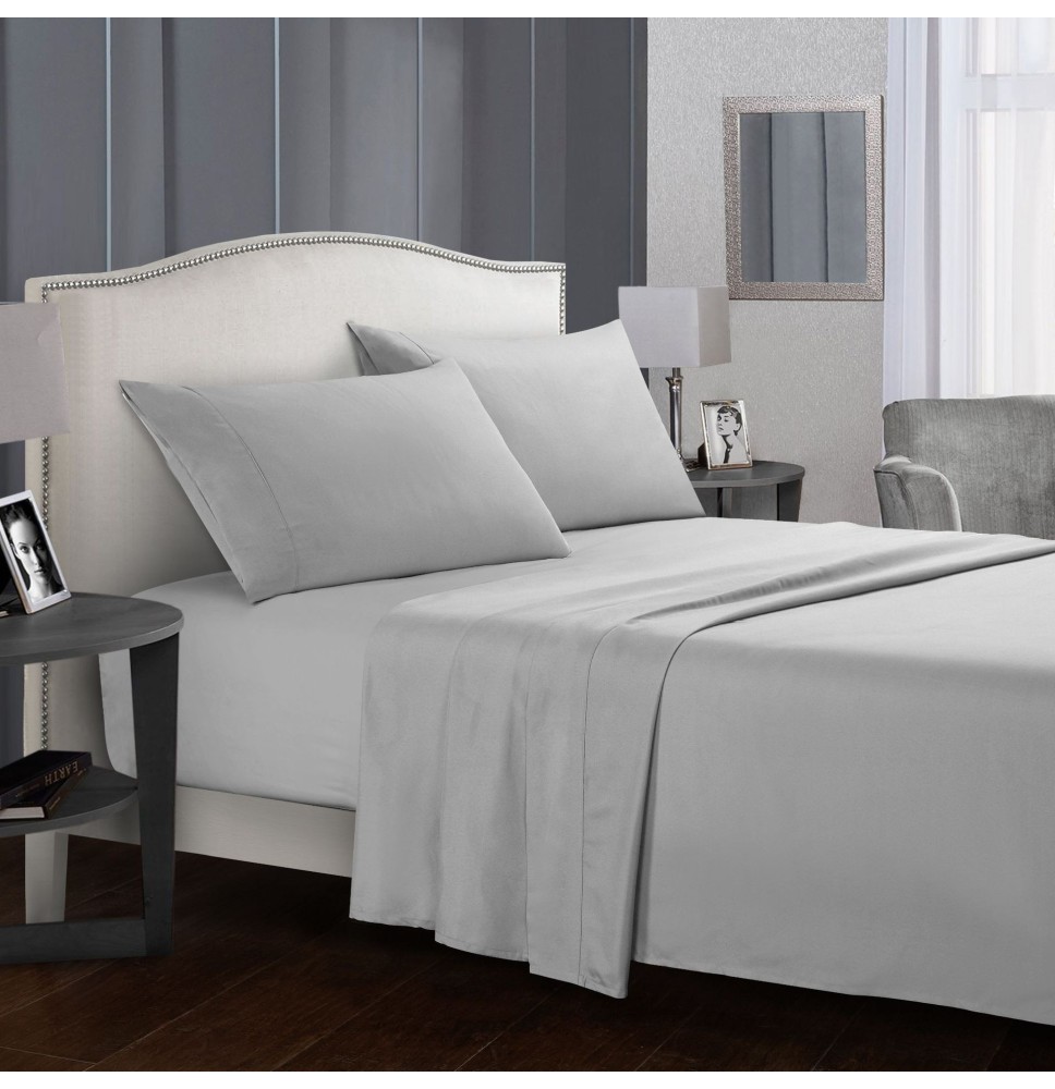 Hot Simple Style Solid Color Hotel Bed Sheet Quilt Cover Pillowcase Comfortable Home Bedding Set